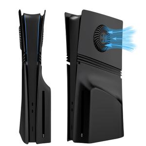 DOBEWINGDELOU Faceplate for PS5 Pro Disc Edition with Cooling Vent and Dust Filter, Face Plate Console Accessories Cover ABS Dustproof Replacement Side Shell Case Black