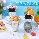 12PCS Small Galvanized Metal Buckets with Handle 12Chalkboard Clips, 5 x 4.5X 2.5 Inch Mini Metal Buckets Bulk Mini Pail Ice for Party Crafts Favors Plant Flower Sand Candy