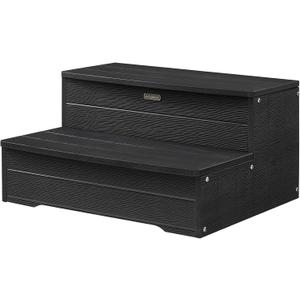 25'' Hot Tub Steps, Heavy Duty Hot Tub Stairs, Wood Looking HDPS Outdoor Spa Steps Waterproof, Multi-Use Porch Step, Non Slip, Indoor/Outdoor Use, Black, Weight Capacity 600LBS
