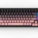 ATTACK SHARK M86 82 Keys Wireless Mechanical Keyboard, 75% Gasket Hot Swappable Custom Keyboard, Side Printed PBT Keycaps, RGB Backlit, Pre-lubed Switches, BT/2.4GHz/ Wired Mechanical Gaming Keyboard, Black/Pink 