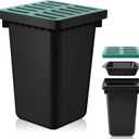Catch Basin with Grate 15 x 15  24 Inch Square Large Catch Basin for Drainage with Debris Basket French Drain Without Reserved Hole for Yard, Downspout, Lawn, Municipal Pipeline (Green,black)