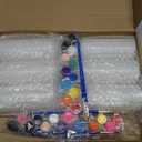 MTLEE 48 Pcs DIY Candle Painting Kit Include White Candles Colorful Acrylic Paint Strips and Paintbrushes for Crafts Making Wedding Birthday Party Centerpiece (Pillar)