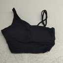 MELYUM Longline Sports Bras for Women One Shoulder Workout Tank Tops with Built in Bra Supportive Crop Yoga Top Padded (X-Large, Black)