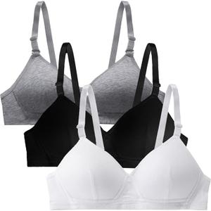 6 PCS Girls Seamless Bra Cotton Bras Adjustable Straps. Size: 34/75