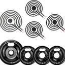 Electric Stove Burner Drip Pans,Stove Burner Covers W10290353(6") W10290350(8")+Electric Stove Burner Replacement MP15YA(6") MP21YA(8") Compatible for Whirl-pool Ken-more May-tag Ama-na etc by MIFLUS (Black)