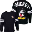 Disney Mickey Mouse Striped Sleeve Black Long Sleeve Shirt (Large)