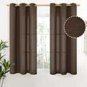 YoungsTex Brown Linen Curtains 45 Inches Length for Short Window, Chocolate Textured Semi Sheer Drapes Light Filtering with Bronze Grommet for Bathroom Living Room Window, 42 x 45 Inch, 2 Panels