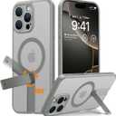 TORRAS 360 Stand & Magnetic Shockproof for iPhone 16 Pro Case with Full Camera Protection, Fit for MagSafe, 16FT Mil-Grade Shockproof PC & TPU Phone Case for iPhone 16 Pro 6.3", Natural Titanium