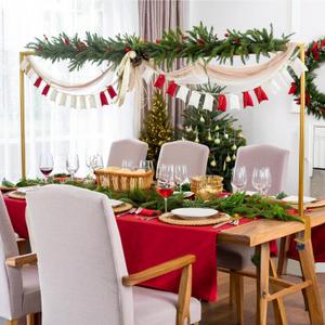 Over The Table Rod Stand with Clamps Adjustable 47"-98" Length 30"-43" Height Gold Table Arch Stand Hanging for Decoration Flowers Display Wedding Birthday Party Halloween Christmas