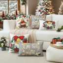 Artscope Christmas Oh Holy Night Merry Bright Jesus Wreath Throw Pillow Covers 12x20 Inch Set of 4, Winter Hoilday Christmas Decoration Pillow Cases for Home Sofa Couch Decor-Grey