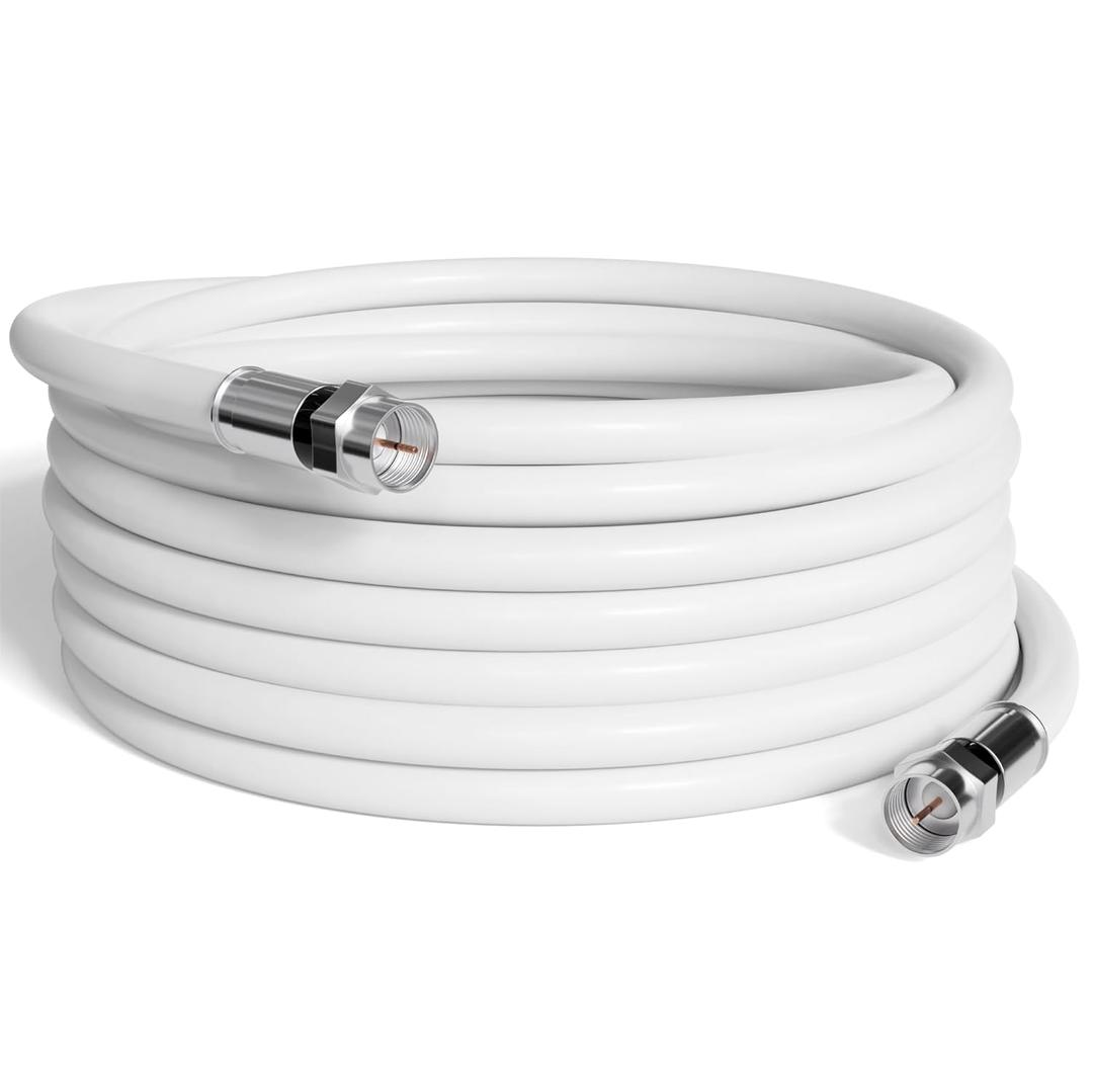 THE CIMPLE CO Coaxial Cable, 75 FT, RG6, Coax, TV Wire, Flexible, Indoor/Outdoor, Cable for High-Speed Internet, Dual Shielded, CATV, UV Resistant, CL2 Rated, 22 Meters, White