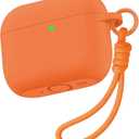 2 x for Airpods Pro 3 Case 2025, Shock-Proof Protective Silicone Cover Compatible with Apple AirPods Pro 3rd Generation Cases, iPod Pro 3 Case with Lanyard (Orange)