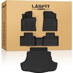 LASFIT Floor Mats&Trunk Mat for Toyota Camry 2025-2026 Hybrid/ LE/ SE/ XLE/ XSE, All Weather Custom Fit TPE Floor Liners for Camry 2025 Front & Rear Full Set Car Mats, Black
