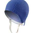 Sporti Bubble Swim Cap with Chin Strap (Navy)