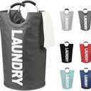 DOKEHOM 125L X-Large Collapsible Washing Laundry Basket Bag (7 Colors) for Bedroom, Fabric (Dark Grey, XL)