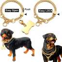 Jewelry Kingdom 1 Gold Dog Martingale Collar Metal Chain with Design Secure Buckle Dog Tag, 18K Cuban Link 15MM Strong Heavy Duty Chew Proof Walking Training Slip Collar (15MM, 26") (26"(Fits Neck 24"-23.5"))