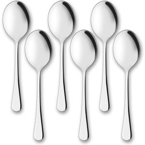 AOOSY Serving Spoons, 6 Pieces X-Large 9.8 Inches Stainless Steel Serving Spoon Catering Spoons Solid Serving Utensils Big Ladle Tablespoons for Buffet Banquet Flatware Kitchen Basics Serving