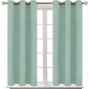 BGment Blackout Curtains - Grommet Thermal Insulated Room Darkening Bedroom and Living Room Curtains, Set of 2 Panels (38 x 45 Inch, Frosty Green)