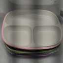 Domensi 3 Sets Kids Porcelain Plates with Silicone Sleeves 8.2 Inch Divided Porcelain Plate Toddler White Suction Dishes for Baby Troubleless Eating Microwave Dishwasher Safe (Classic)