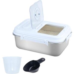 YXQ 7.5L Stainless Steel Flour Storage Containers with Lid Rice Grain Kitchen Bucket Airtight Canister for Cereals Flour Sugar Tea Milk Wine Ice, Dry/Wet Food,Grey