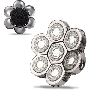 Head Shaver Replacement Heads, 7D Rotary Blades, Silver, Men's Electric Shaver Replacement Heads, 7 Pieces
