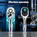 3-Piece Stubby Ratchet Set, 1/4", 3/8", 1/2", 72-Tooth Mini Driver Ratchet Wrench Set, Chrome-Plating & Polishing, Quick-Release, EVA Environmentally Organizer