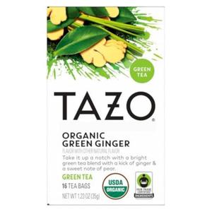 TAZO Organic Green Tea, Green Ginger, Caffeinated Tea, 16 Total Bags (16 Tea Bags)