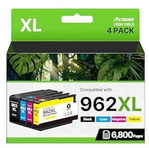 Acaves 962XL Ink Cartridges Combo Pack HP962XL/ 962 Ink Cartridges Combo Pack for HP Ink 962XL Combo Pack HP962XL Use with HP Officejet Pro 9010 9015 9018 9020 9025 Printers, 4 Pack
