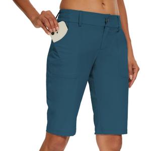 M MOTEEPI Women's 9" Golf Shorts with Pockets Quick Dry Lightweight Summer Shorts Casual Travel Athletic Navy Blue S