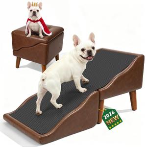 Dog Stairs for Small Dogs 16" H, Foldable 2-in-1 Ottoman Dog Ramp for Couch