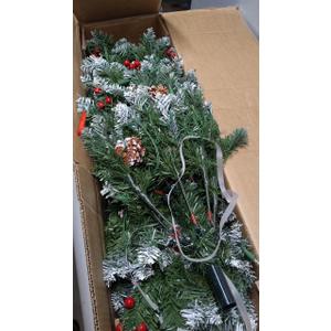 6ft Pre-lit Artificial Christmas Tree Slim Artificial Xmas Tree with 300 LED Light