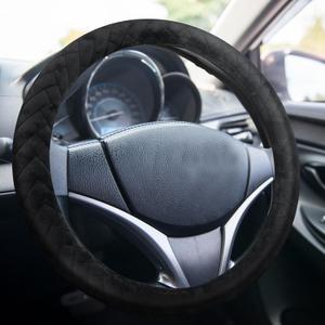 DaisyInner 18 Inch Truck Steering Wheel Cover Velvet Wheel Semi-Truck Comfy Grip Cover Anti Slip Car Accessory, Fits Rv, Big Rig and Classic Car (Black, Fashion Style)