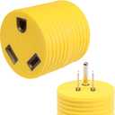 Power Adapter 3 prong 15 amp Male to 30 amp 110 Female RV Camper Generator Plug Outdoor Electrical Power Converter, Straight Blade TT30P to 5-15R, Mini Size (15 Male - 30 Female, Yellow)