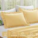 KKJIAF Ruffle Pillow Cases Standard Size Set of 2, Ruffled Pillow Covers with Envelope Closure, Wrinkle Resistant Ruffled Pillow Shams 20" x 26", Gold