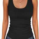 ANRABESS Womens Sleeveless Scoop Neck Tank Tops 2026 Summer Casual Basic Slim Fit Ribbed Knit Racerback Workout Cami Shirts- M