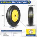 GICOOL 4.80/4.00-8 Wheelbarrow Tire and Wheel, 16" Rubber Pneumatic Wheel, 3"- 6" Centered Hub, 5/8" & 3/4" Bearings, for Hand Truck, Trolley, Garden Cart, Wagons, 2 Pack (Explorer Series)