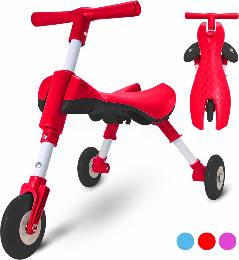 Tricycle for Toddlers 1-3 Years Old Foldable Tricycle for Toddlers Toddler Bike for Boys and Girls Easy to Ride and Steer No Assembly Needed Christmas, 1st Birthday Gifts Boy - Red - KIDRIM, Small