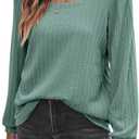 Zeagoo Long Sleeve Square Neck Shirts Lightweight Rib Knit Pullover Sweater Causal Loose Fit Tunic Blouse Top (Green)