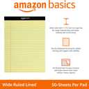 Amazon Basics 50 sheet Wide Ruled Lined Writing Note Pad, 8.5" x 11.75", 12-Pack, 600 Perforated Sheets, Canary