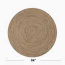 7 Feet Jute Hand Woven Area Rug, Reversible, Round, Solid Farmhouse Design, Natural Fiber, for High Traffic Areas, Bedroom, Living Room, Dining Room, Hallway, Office, Kitchen, Entryway