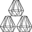EE Eleven Master Lighting Metal Cage Lampshade for Pendant Light Cord Kit Vintage Lamp Holders Hanging Lighting Cord Fixture Farmhouse Bedroom Dining Room Decoration (3 Packs/Diamond Shape)