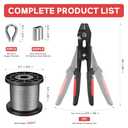 Wire Rope Crimping Tool Kit, 328FT Stainless Steel Cable with 200PCS 1/16 Aluminum Crimping Loop Sleeves and 50PCS Stainless Steel Thimbles