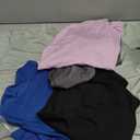 Real Essentials 5 Pack: Women's Dry Fit Crop Top - Short Sleeve Crew Neck Stretch Athletic Tee (Large)