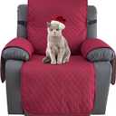 XINEAGE Water Resistant Recliner Cover, Nonslip Recliner Chair Covers for Reclining Chair with Pockets, Quilted Thick Recliner Slipcovers for Pets and Kids (Recliner Chair, Red) (1 Seater Recliner)