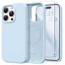 GONEZ Magnetic for iPhone 15 Pro Max Case, [Compatible with MagSafe] Anti-Scratch Microfiber Lining & Screen Protector, Shockproof Slim Phone Silicone Cover 6.7 inch, Blue