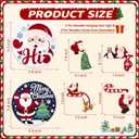 Novabright 2025 6 Pcs Christmas Door Decorations 2 Pcs Wooden Xmas Hanging Sign & 4 Pack Xmas Door Topper Frame Santa Claus Merry Christmas Sign Deer and Penguins Cabinet Corner Decor