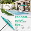 JEAREY 9' 2-Tiers Patio Umbrellas Outdoor Table Market Umbrella w/Push Button Tilt/Crank, 8 Sturdy Ribs, UV Protection Waterproof Sunproof(Teal)