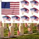 Tudomro 100 Pcs Small American Flag on Stick 12x18 In Mini Small US Flags Handheld with Safety Golden Spear Top 4th of July Decoration American Hand Held Stick Flags for Memorial Day