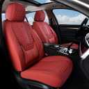 Coverado Car Seat Covers Front Seats, Luxury Faux Leather Red Seat Covers for Cars Waterproof Seat Covers with Lumbar Support, Car Seat Protector Universal Fit for Most Cars SUV Truck(Front, Red)