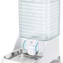 Automatic Dog Water Bowl Dispenser with Patented Faucet - 8L Large Gravity Cat Water Dispenser with Filter & Adjustable Base, Wide Mouth for Easy Clean, BPA-Free, Stainless Steel Pet Waterer for Pets (Transparent&White)